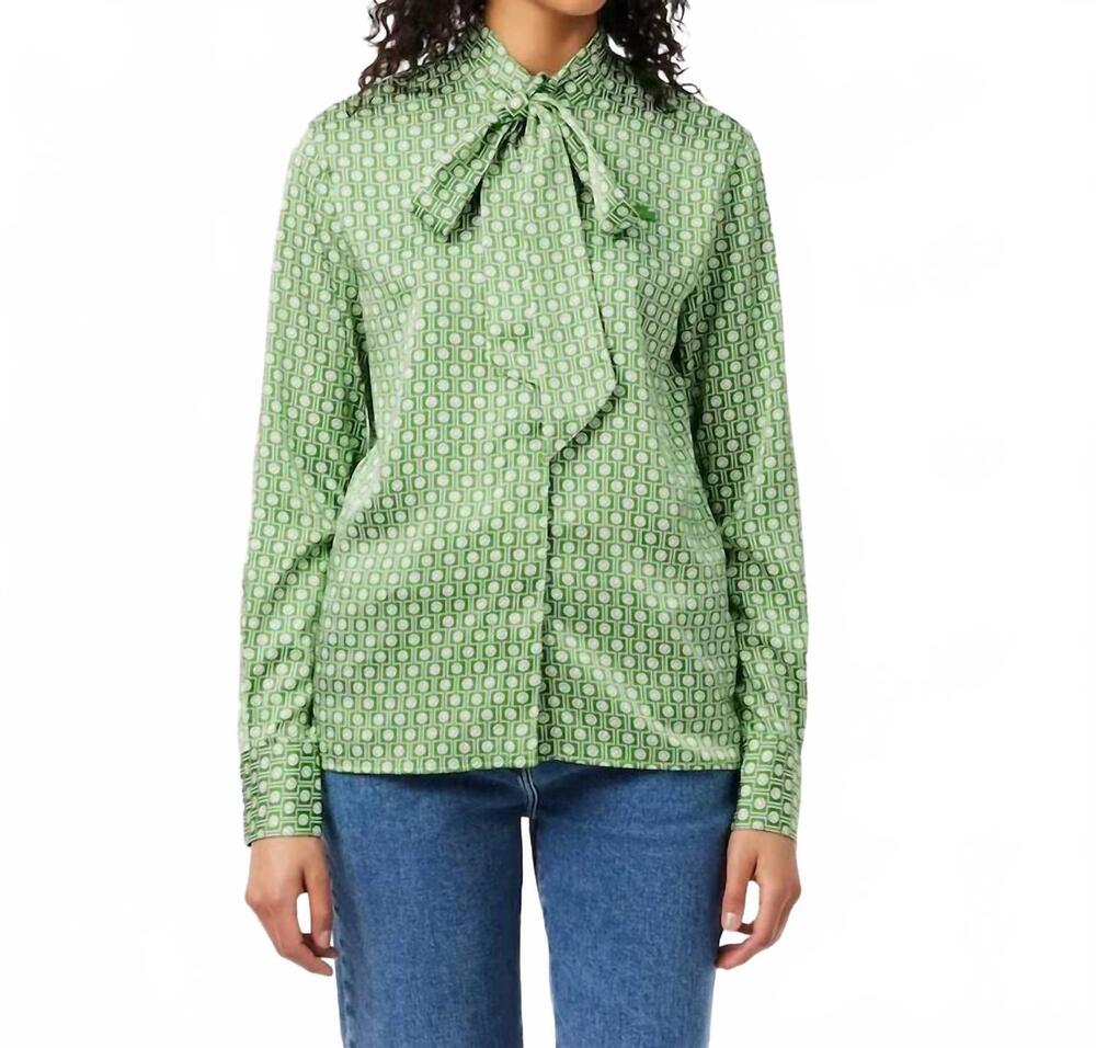 NEW LACOSTE removable tie collar shirt in vert/blanc